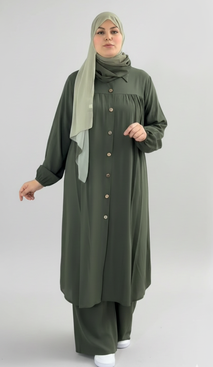 Ensemble Olive Émeraude Chic.