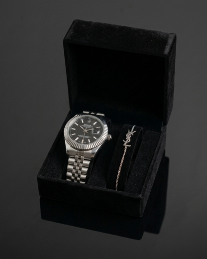 L’Essentiel Luxe: Silver Watch & Signature Bracelet