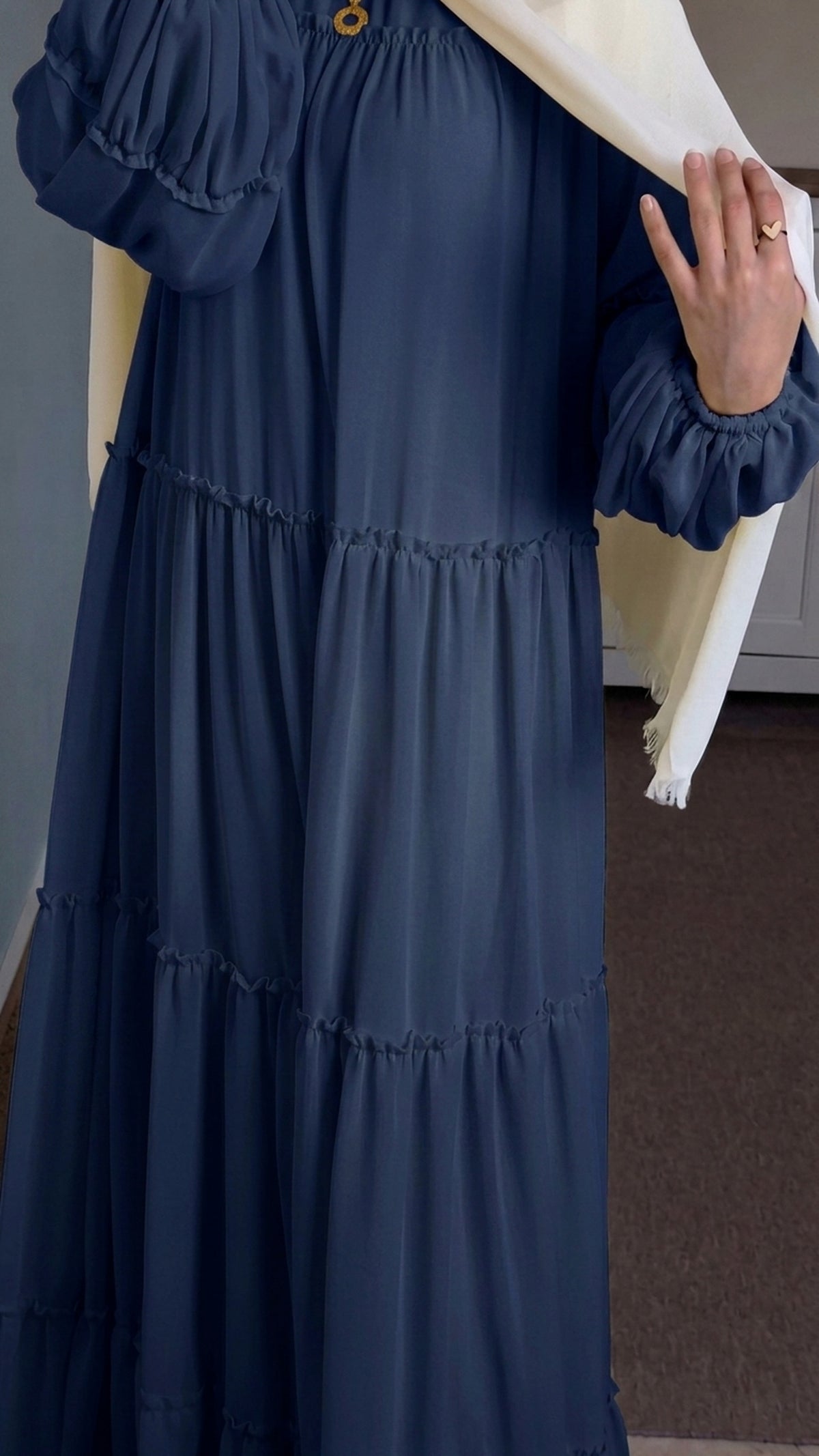 Robe Longue Fluide à Volants – Mirral Maroc