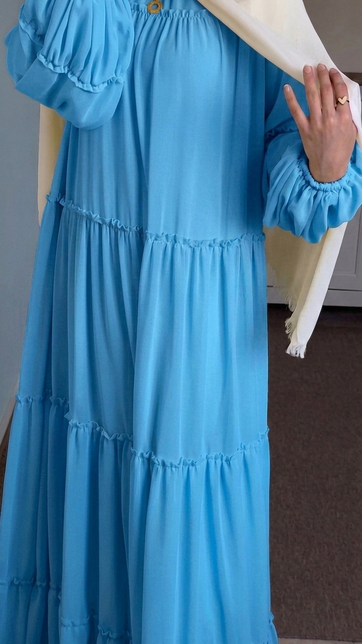 Robe Longue Fluide à Volants – Mirral Maroc